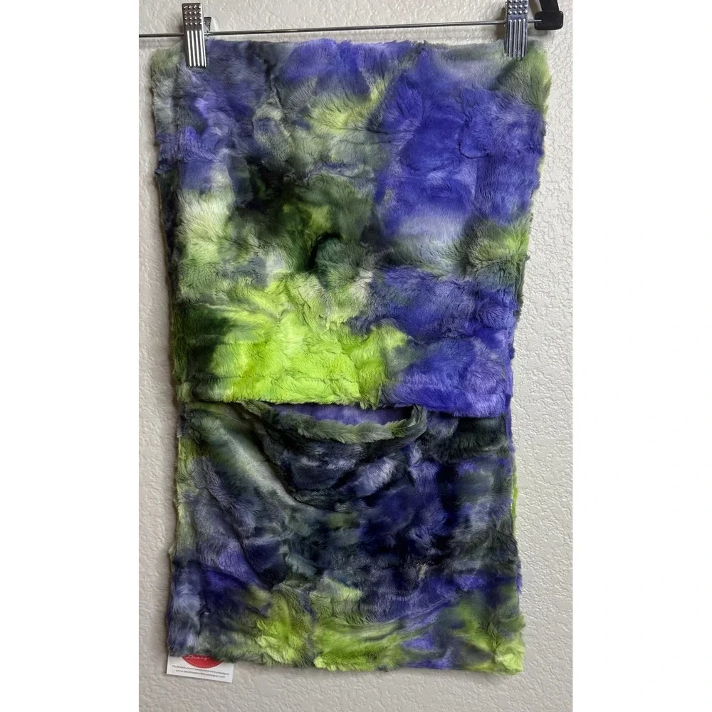 Sew Sweet Minky Designs Pillow Case Cover 12x21 Purple Green Tie Dye Plush NEW